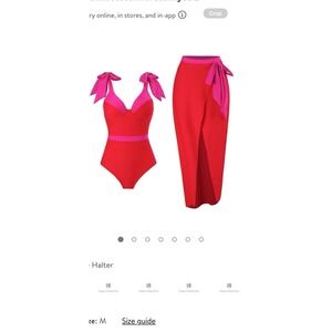 Women's One Piece Swimsuit with Beach Cover up Wrap Skirt Sarong Bikini Set